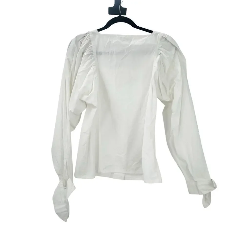 Mille Resort & Travel Evelyn Blouse White Puff Long Sleeves Size M NWOT